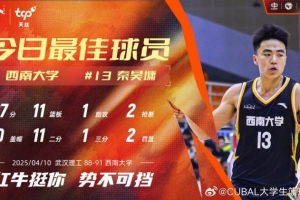 视频-27分11板2断！西南大学大前锋秦昊墉当选今日CUBAL最佳球员